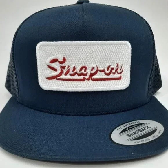 Snap-On Tools Embroidered Patch Flat Bill Mesh Snapback Hat Cap Navy Blu Mechani - Picture 1 of 4